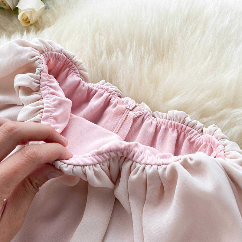 DEAT Women Patchwork Strapless Dress Arrivals Lady Sexy Backless Temperament Fashion Spring Summer 11D1568 210709