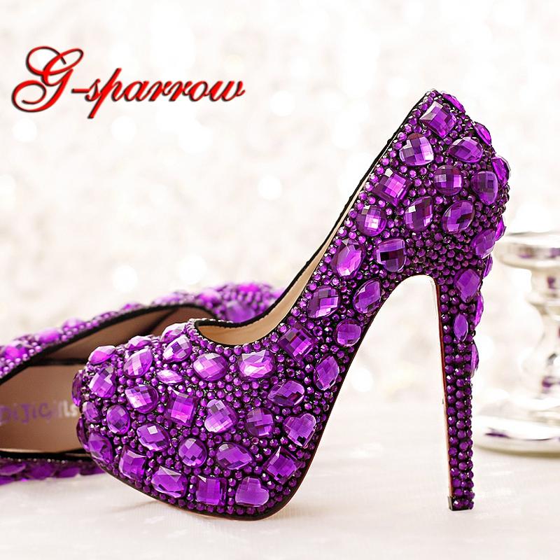 Purple Crystal Bridal Shoes High Heel Platforms Handmade Beautiful Rhinestone Wedding Party Shoes Luxury Graudation Prom Pumps, Purple 12cm heels
Purple Crystal Bridal Shoes High Heel Platforms Handmade Beautiful Rhinestone Wedding Party Shoes Luxury Graudation Prom Pumps, Purple 12cm heels