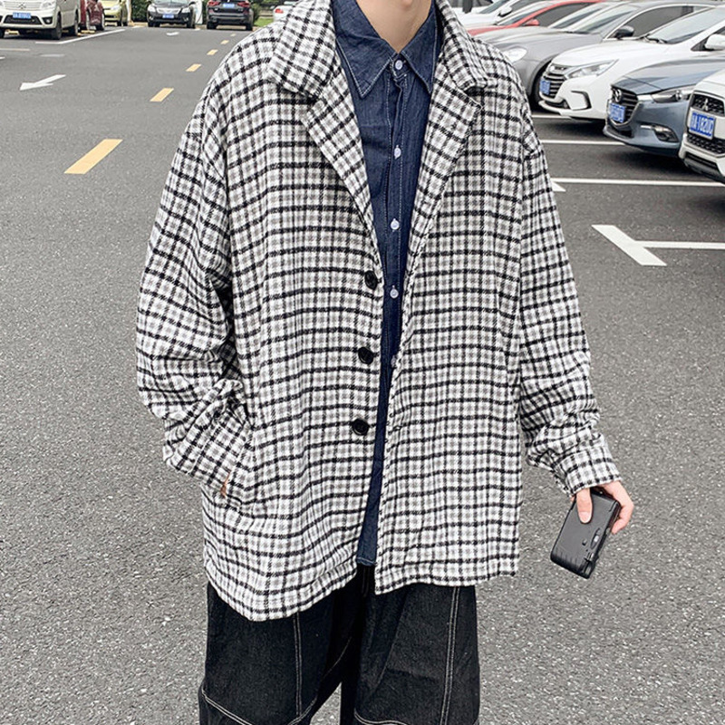 2021 New Autumn Plaid Men's Fashion Retro Casual Jacket Men Streetwear Wild Loose Korean Short Woolen Coat Mens -2xl Alnz, Blue
2021 New Autumn Plaid Men's Fashion Retro Casual Jacket Men Streetwear Wild Loose Korean Short Woolen Coat Mens -2xl Alnz, Blue