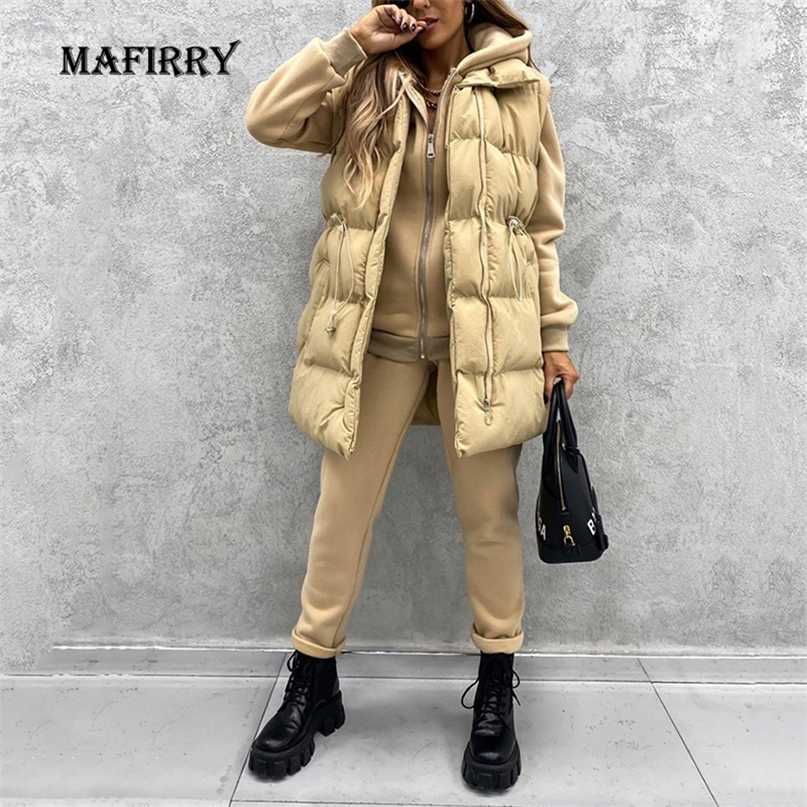Korean Style Autumn Winter Long Waistcoat Women Solid Sleeveless Jacket Zipper Vest Female V Neck Pocket Casual Loose Outerwear 211120