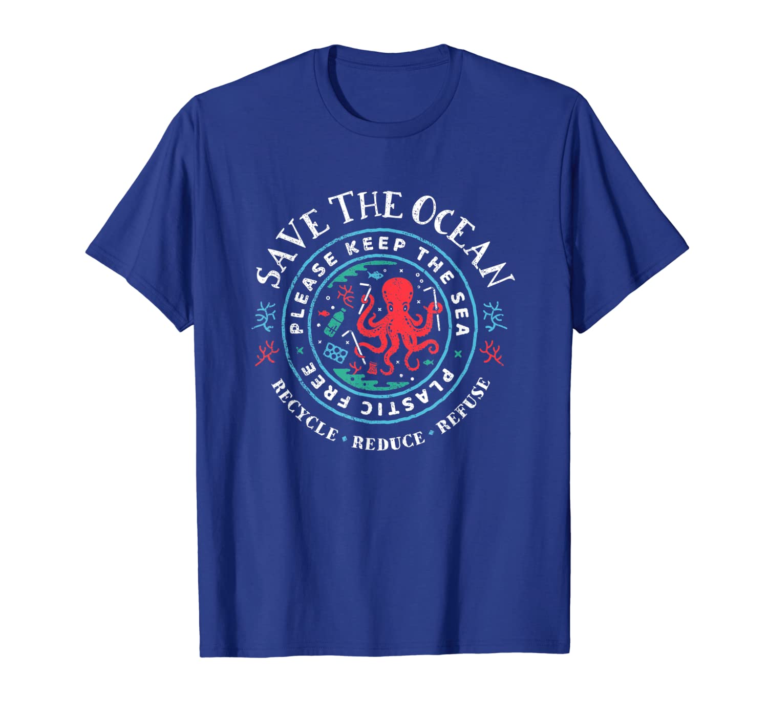 Ocean Conservancy T Shirt - Please Keep The Sea Plastic Free, White;black