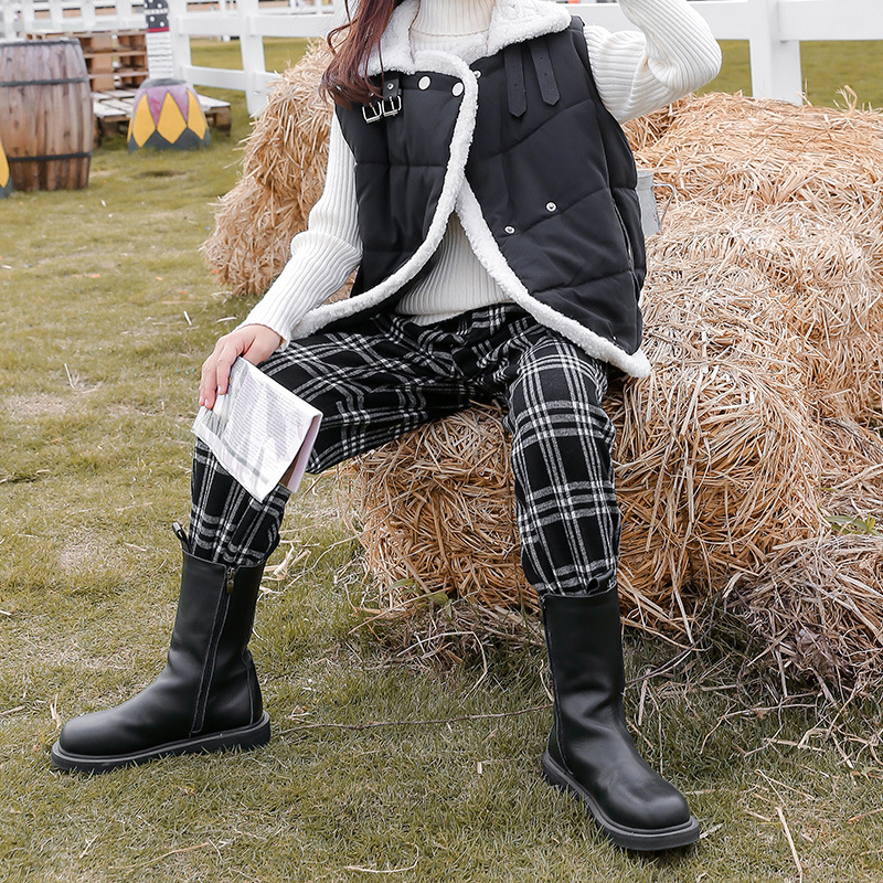 Girls, hair, hair plus velvet plaid trousers 2021 autumn, winter new children's clothing wild harem pants children's winter trousers, Blue
Girls, hair, hair plus velvet plaid trousers 2021 autumn, winter new children's clothing wild harem pants children's winter trousers, Blue