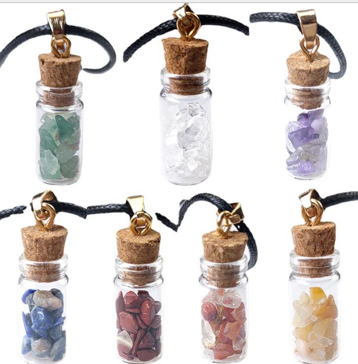 2021 Handmade Energy Crystal Stone Mini Glass Bottle Pendant Necklaces For Women Men Lovers Lucky Jewelry With Rope Chain
2021 Handmade Energy Crystal Stone Mini Glass Bottle Pendant Necklaces For Women Men Lovers Lucky Jewelry With Rope Chain