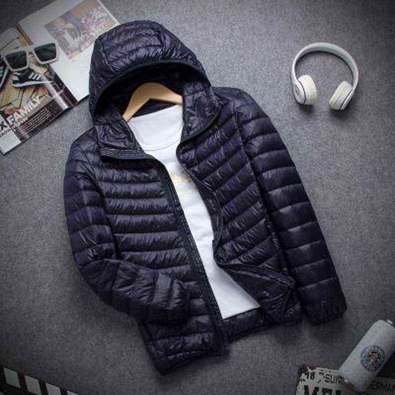 Autumn Winter Light Down Jacket Men's Fashion Hooded Short Large Ultra-thin Lightweight Youth Slim Coat Down Jackets 211104
