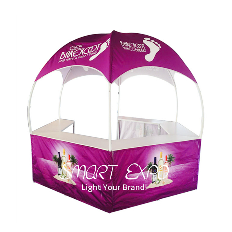 Sunshade Umbrella Shaped Kiosk Booth Advertising Display with Custom Full Color Printing Graphics