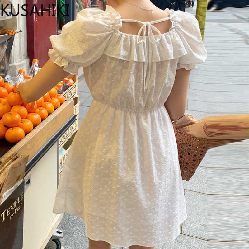Sweet Square Collar Ruffle Dresses Puff Short Sleeve Slim Waist Vestidos Femme Summer Woman Dress 6H377 210603, White
Sweet Square Collar Ruffle Dresses Puff Short Sleeve Slim Waist Vestidos Femme Summer Woman Dress 6H377 210603, White