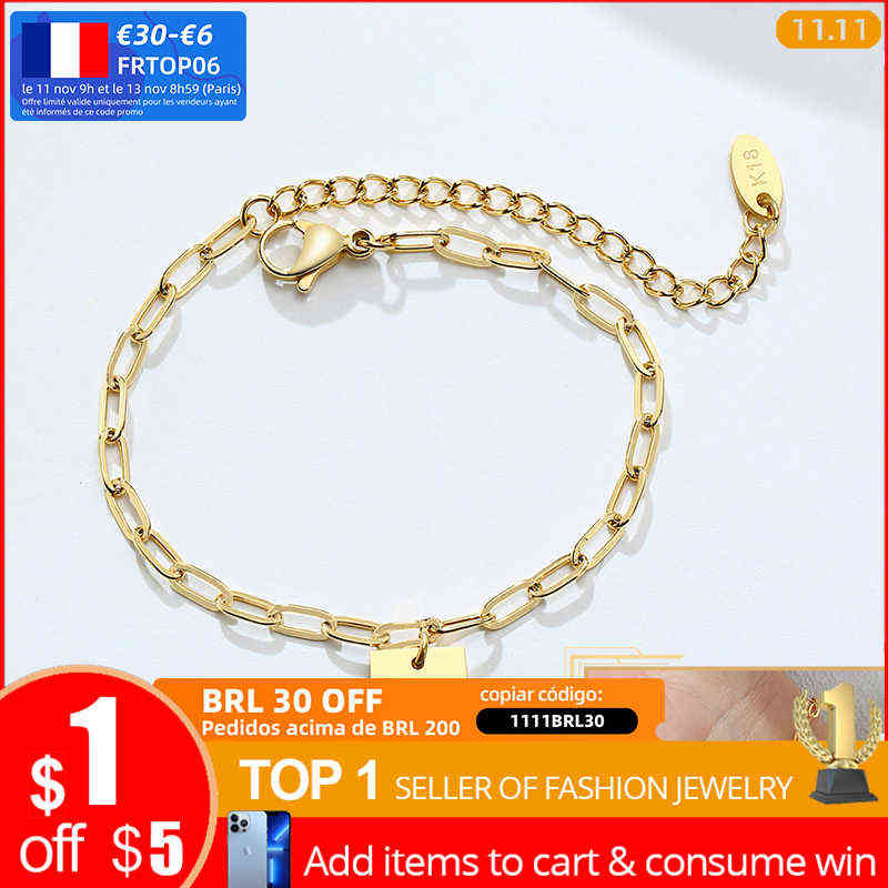 Vnox Chic Rectangle Chain Bracelets for Women Lady Gifts Jewelry Gold Tone Solid Stainless Steel Link with Stamp Accessory
Vnox Chic Rectangle Chain Bracelets for Women Lady Gifts Jewelry Gold Tone Solid Stainless Steel Link with Stamp Accessory