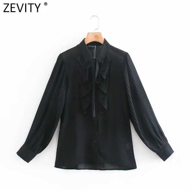 Zevity Women Fashion Pleated Sleeve Patchwork Black Smock Blouse Office Lady Ruffles Chiffon Shirts Chic Blusas Tops LS7687 210603, As pic ls7687ck
Zevity Women Fashion Pleated Sleeve Patchwork Black Smock Blouse Office Lady Ruffles Chiffon Shirts Chic Blusas Tops LS7687 210603, As pic ls7687ck