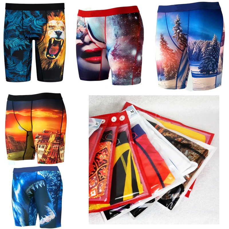 With retail bag - Men's boxer Comfortable underwear men boxer hip hop rock underwear fashion quick dry Panties US size -S~XXL