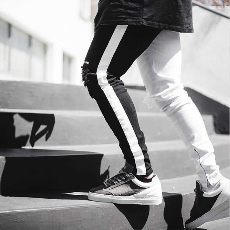 Stretch Denim Pants Solid Slim Fit Jeans Men Casual Biker Denim Jeans Male Street Hip Hop Vintage Trouser Skinny Pant 210930