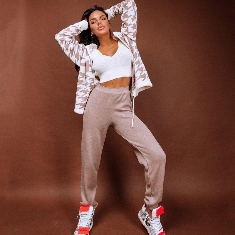 2021 New 2 Piece Set Cotton Knit Plaid Zip-up Hoodie Sweatshirt Coat Sweatpant Suit Women Autumn Casual Warm Winter Tracksuits Female 30ic, Khaki
2021 New 2 Piece Set Cotton Knit Plaid Zip-up Hoodie Sweatshirt Coat Sweatpant Suit Women Autumn Casual Warm Winter Tracksuits Female 30ic, Khaki