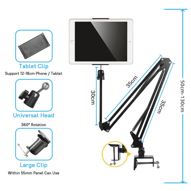to 11 6 Inch Mobile Phone Tablet Holder Stand 360 Degree Flexible Long Arm Lazy Universal Tablet Stand For iPad 30