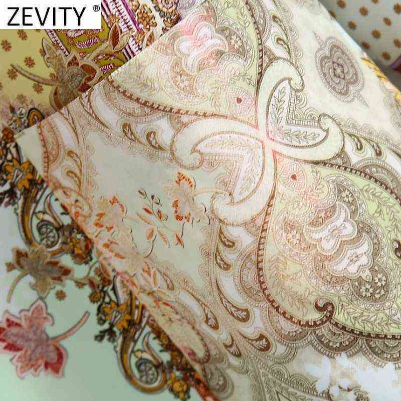 Zevity Women Vintage Paisley Totem Print Open Stitching Blazer Coat Female Chic Business Casual Court Cardigan Suits Tops CT729 211122