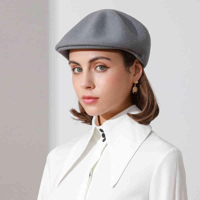 Rongmei Autumn and Winter Wool Beret Female Personality Fashion Octagonal Hat Showing Face Small Bud Women's