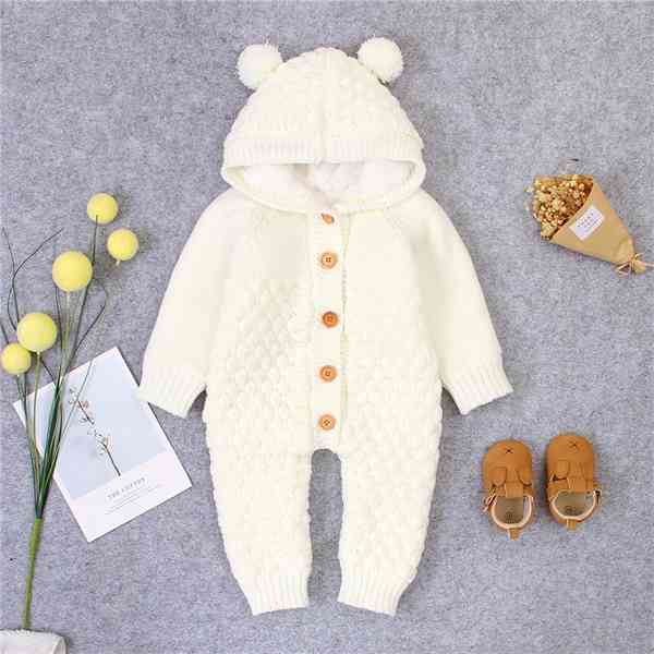 Baby Rompers Knitted Infant Boys Girls Jumpsuits Autumn Winter Soft Warm Thick Newborn Bebes Fleece Overalls 0-24M H0820