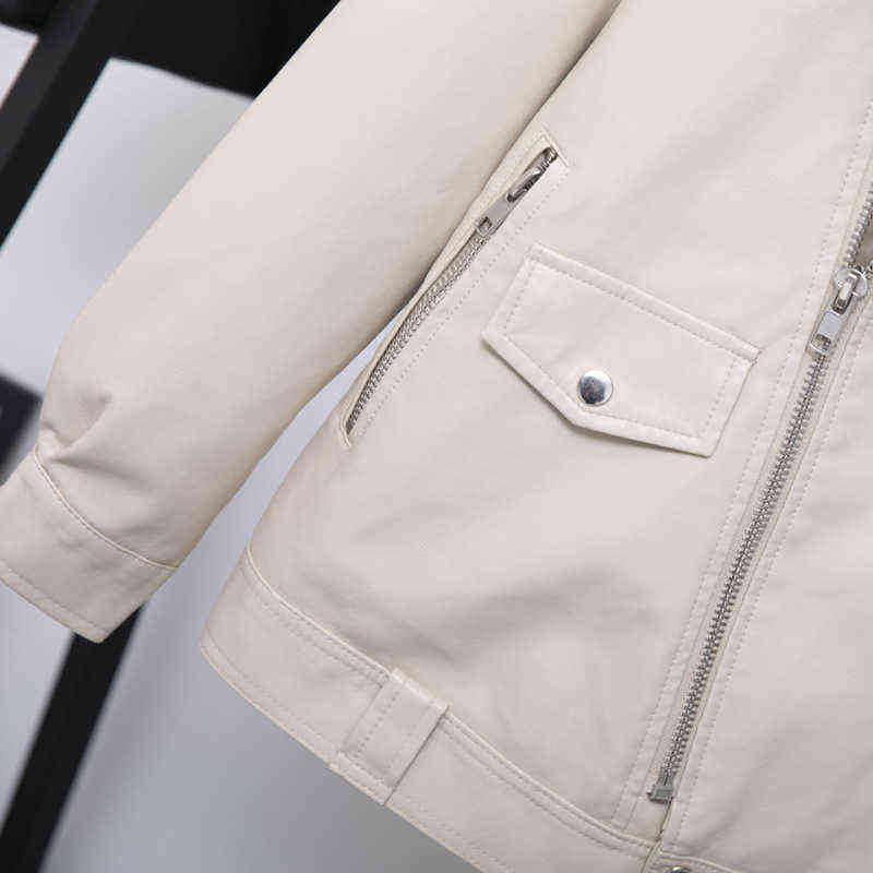 Fitaylor Autumn Women Faux Leather Jacket Casual Loose Soft Pu Motorcycle Punk Leather Coat Female Zipper Rivet Outerwear 211130