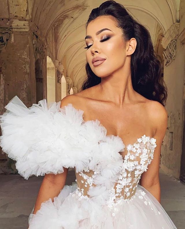 plus size arabic aso ebi stylish aline beach wedding dress sweetheart tulle elegant sexy bridal gowns dresses zj102