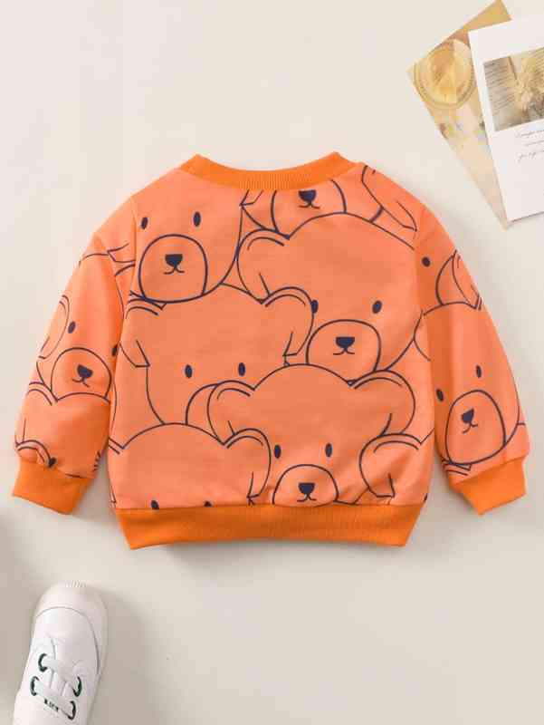 Baby Cartoon Graphic Contrast Trim Pullover SHE
