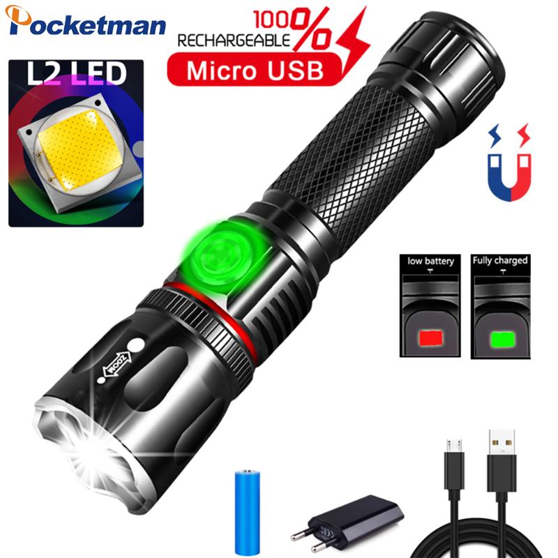 Powerful LED USB Rechargeable Torch L2 T6 LED Torch Magnetic COB Zoom by 18650 Battery
Powerful LED USB Rechargeable Torch L2 T6 LED Torch Magnetic COB Zoom by 18650 Battery
