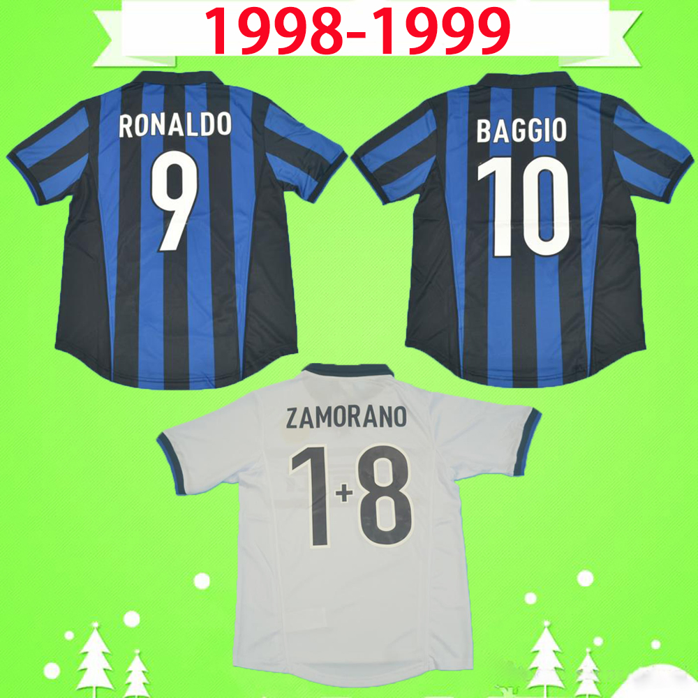 1998 1999 ZAMORANO RONALDO PIRLO Retro soccer jersey home blue away white classic MILAN BAGGIO MORIERO Vintage football shirt 98 99, Black;yellow
1998 1999 ZAMORANO RONALDO PIRLO Retro soccer jersey home blue away white classic MILAN BAGGIO MORIERO Vintage football shirt 98 99, Black;yellow