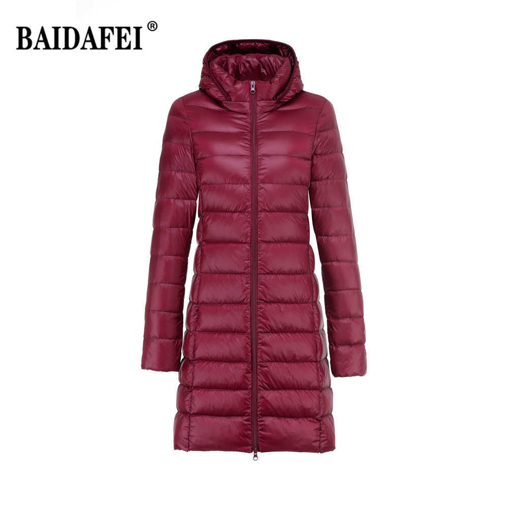Women's Lightweight Water-Resistant Packable Puffer Coat Hood Removable Women Female Portable Fluffy Long Jackets 210819