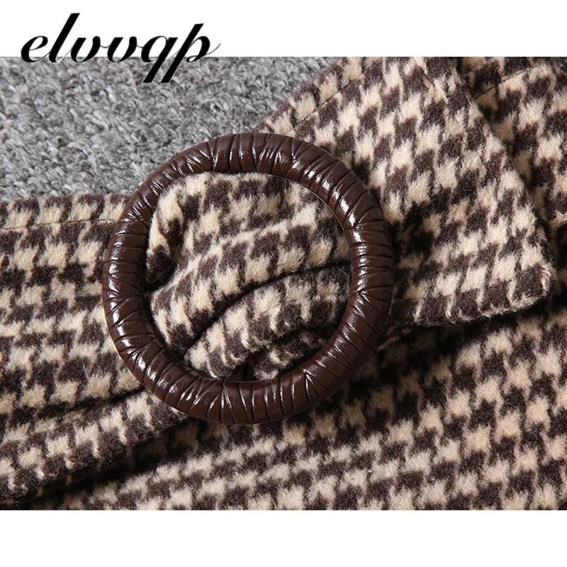 High Quality New Women Autumn Winter Harajuku Thickened Woolen Plaid Retro Skirt Female Elegant Office Work Skirts For Women 210303