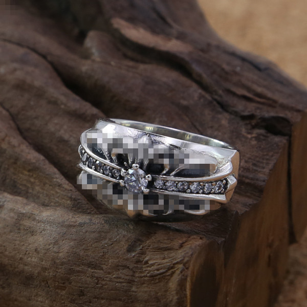 925 sterling silver handmade jewelry cross flower band rings with stones American European antique silver designer luxury jewelry nice gift