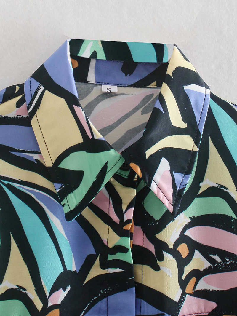 Vintage Women Stylish Boho Shirts Summer Fashion Ladies Chic Tops Streetwear Female Beach Short Casual 210527