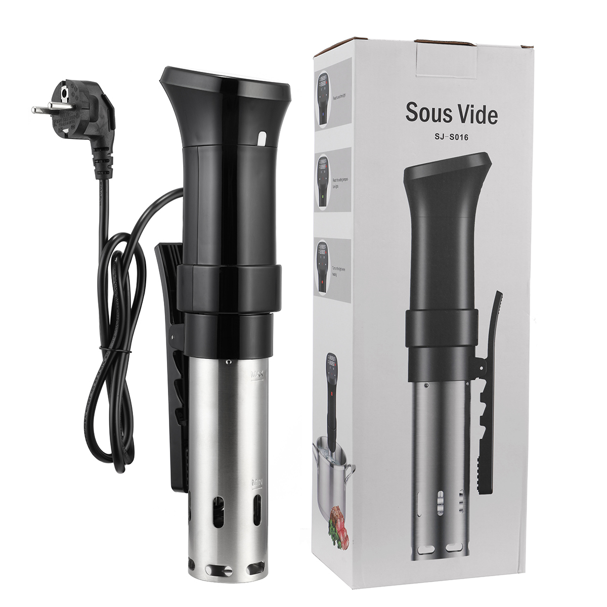 1100W Sous Vide Immersion Circulator Vacuum Slow Cooker with LCD Digital Control IPX7 Waterproof 110-120V
1100W Sous Vide Immersion Circulator Vacuum Slow Cooker with LCD Digital Control IPX7 Waterproof 110-120V
