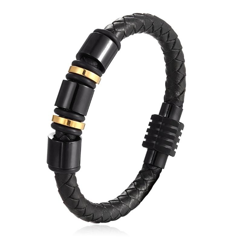 Bangle Fashion Trend Retro Style Braided Leather Black And Gold Steel Ring Exquisite Men's Bracelet Casual Jewelry Gift
Bangle Fashion Trend Retro Style Braided Leather Black And Gold Steel Ring Exquisite Men's Bracelet Casual Jewelry Gift