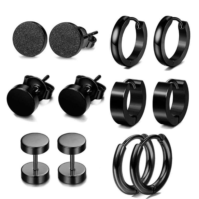 Hoop & Huggie 12Pcs/Set Black Stainless Steel Stud Earrings For Women Mens Unisex Punk Gothic Barbell Earring Ear Piercing Jewelry
Hoop & Huggie 12Pcs/Set Black Stainless Steel Stud Earrings For Women Mens Unisex Punk Gothic Barbell Earring Ear Piercing Jewelry
