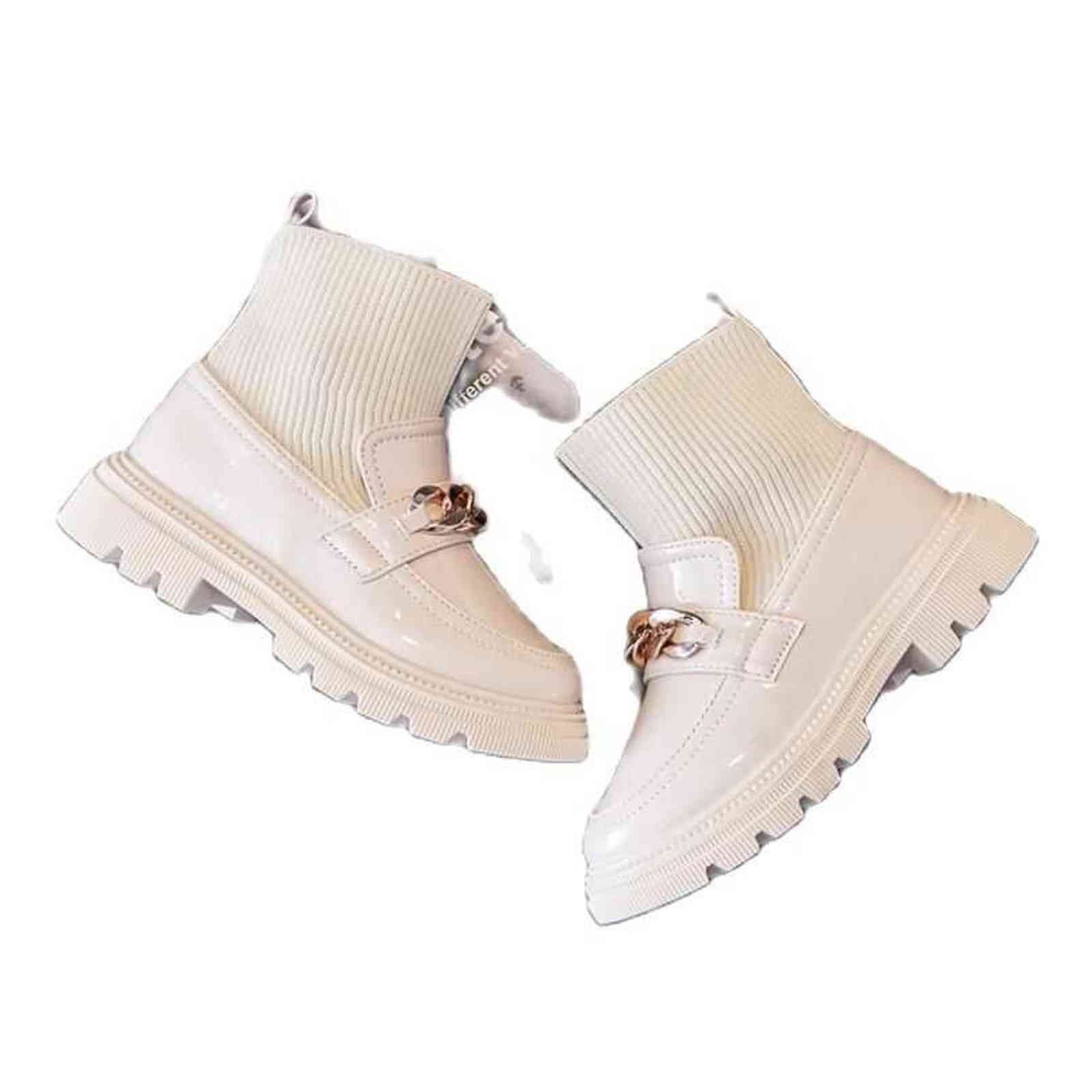 Girls Boots Spring-Fall Kids Martin Boots Knitted Children's Short Botas PU Leather Waterproof Martin Bottes Little Baby shoes 211108