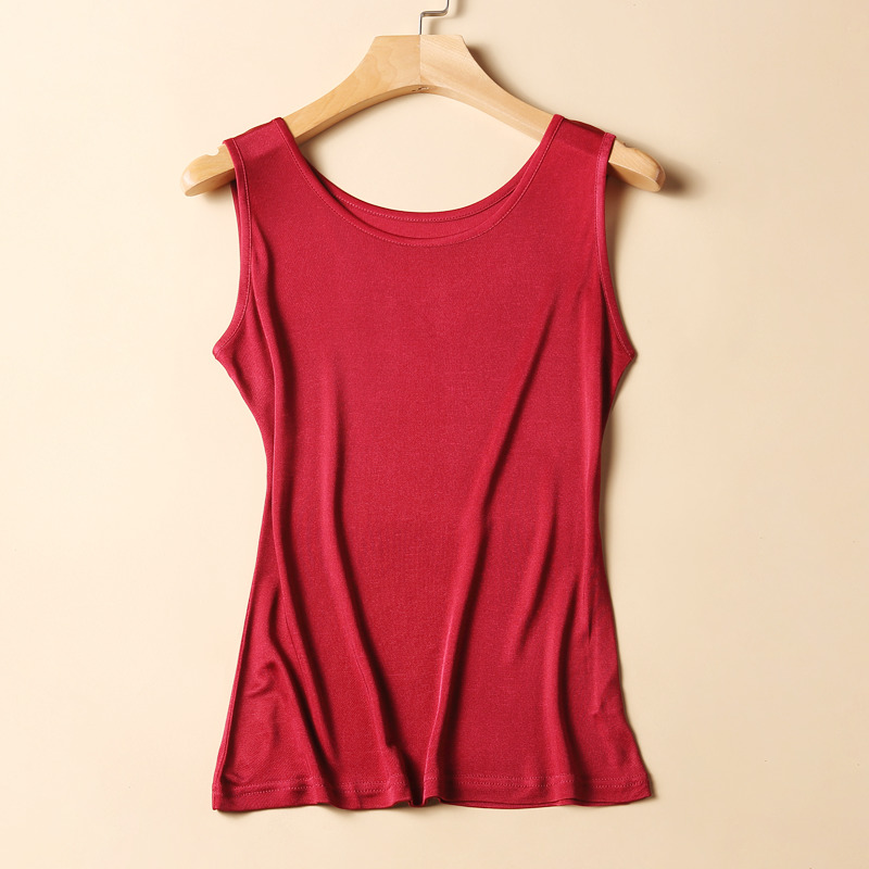 50% Pure Silk Tank top undershirt women sleeveless top shirt vest camisoles summer bottoming mujer 210308