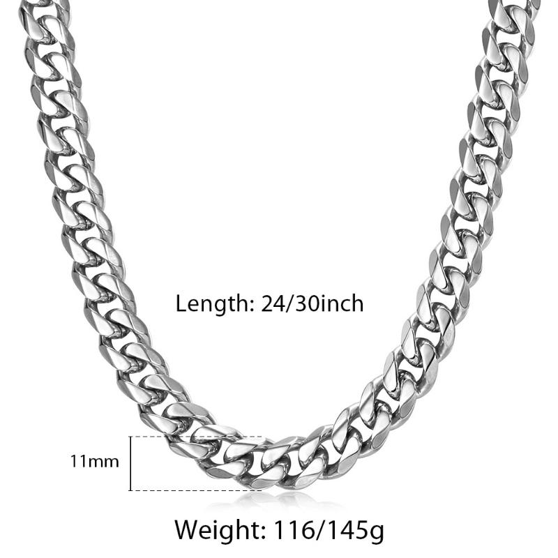 Chains 11mm Cuban Curb Link Chain 316L Stainless Steel Necklace For Men Boys Gold Silver Color 2430 Inch Jewlery Gifts LHN119