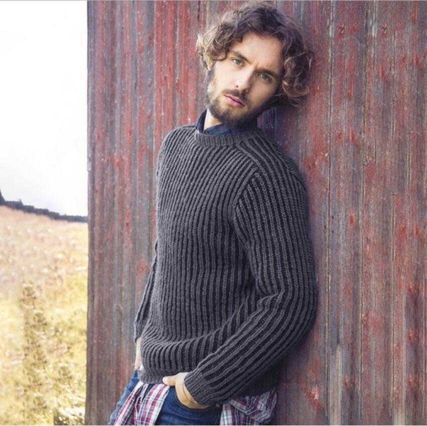 Pull Homme Luxe Winter Male Casual O-neck Slim Black Knit Sweater Mens Fashion Striped Pattern Blue Knitted Pullovers Trui Heren 210604