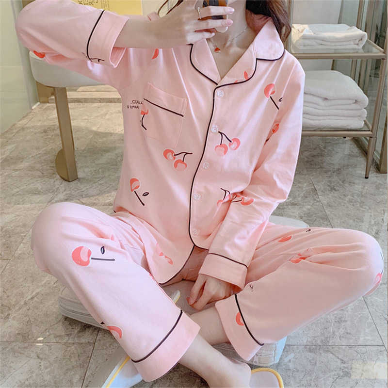 Women's Pajamas Set Pijama Lingerie for Female Homewear Spring V-Neck Long Sleeves Trousers Suit Sleepwear Pyjamas Sets Viscose 210924