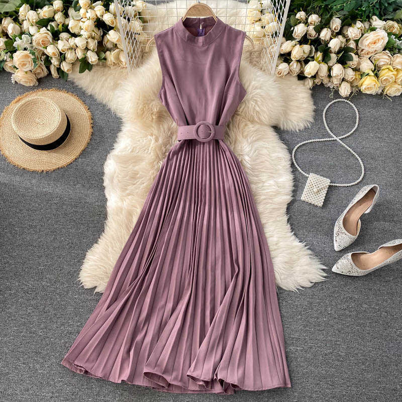 Spring Autumn Vintage Purple/Beige/Black Pleated Dress Women Round Neck Sleeveless Sashes Vestidos Female High Waist Robe 2020 Y0603, Watermelon red
Spring Autumn Vintage Purple/Beige/Black Pleated Dress Women Round Neck Sleeveless Sashes Vestidos Female High Waist Robe 2020 Y0603, Watermelon red