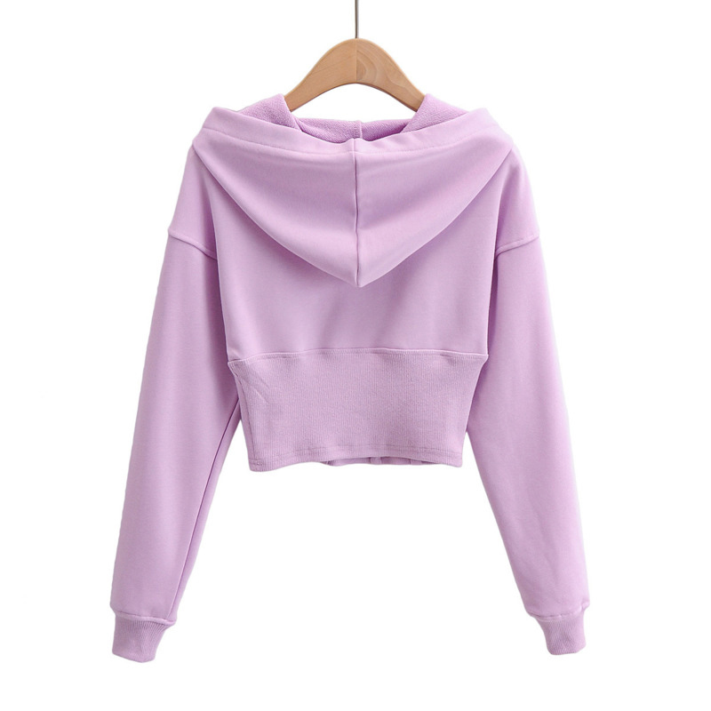 [DEAT] Loose Fit Short Solid Navel Sweatshirt New Hoodies Long Sleeve Women Big Size Fashion Tide Female Autumn LJ201130