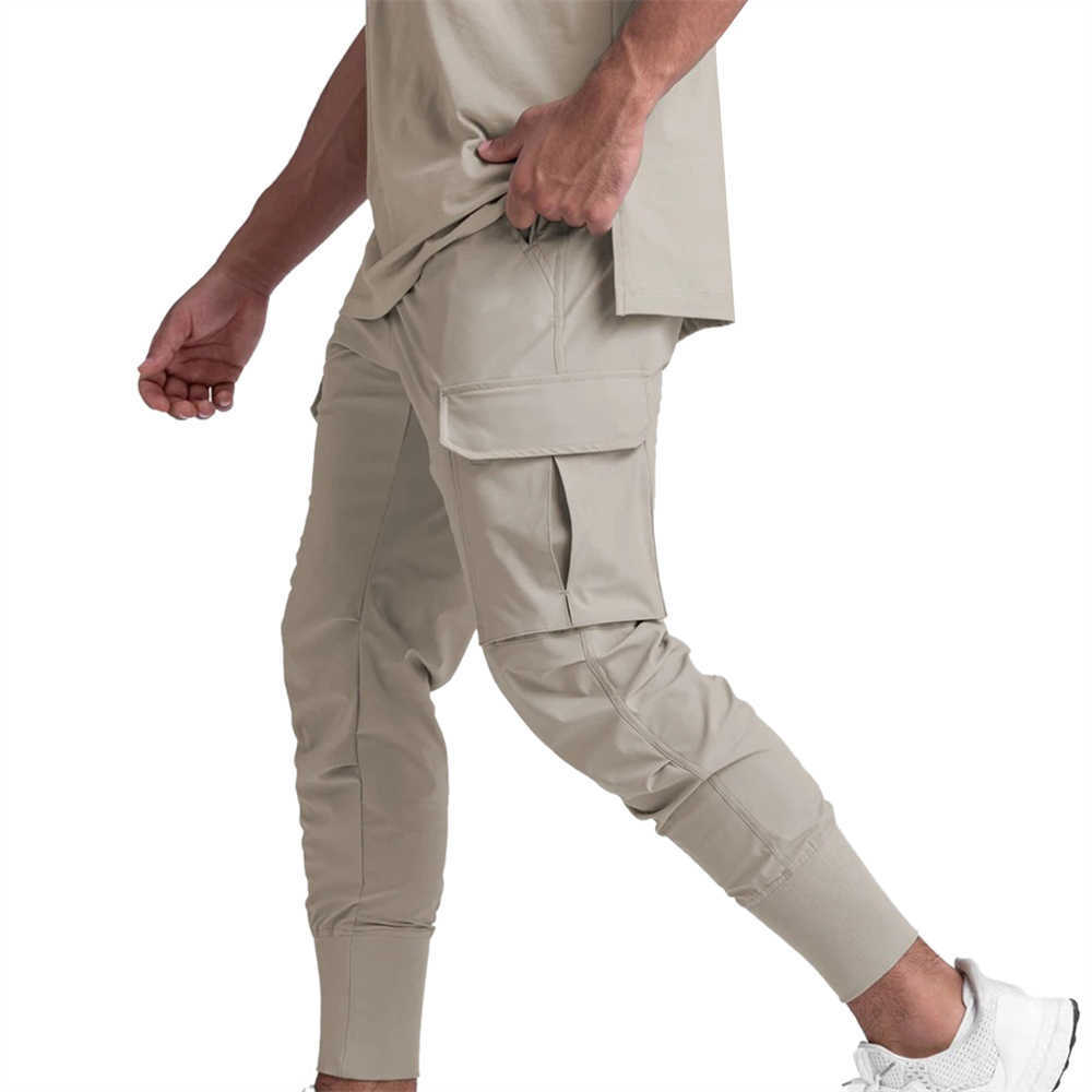 Douhoow Summer Sports Pants Men's Fitness Trousers Quick-drying Stretch Running Training Pants Male Solid Color High Waist Pants Y0811