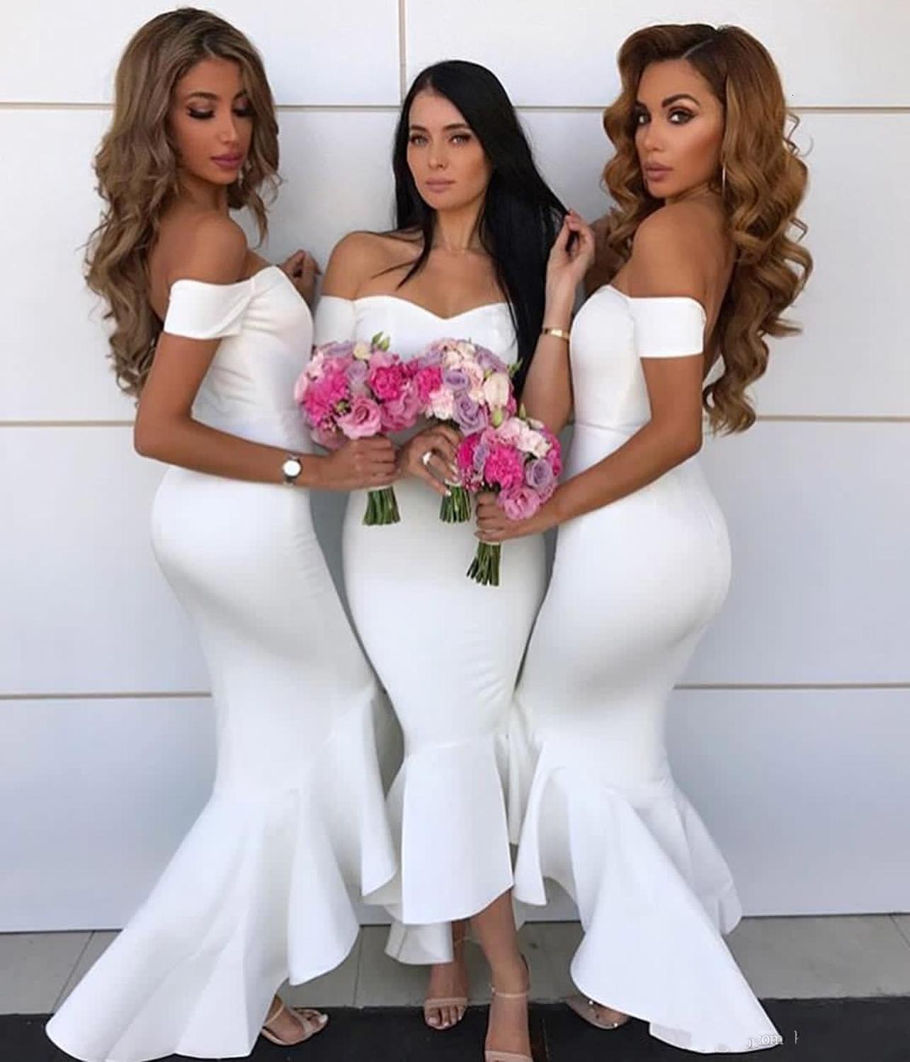 2021 New White High Low African Bridesmaid Off Shoulder Sleeveless Mermaid Formal Party Gowns Maid of Honor Es Yk18
2021 New White High Low African Bridesmaid Off Shoulder Sleeveless Mermaid Formal Party Gowns Maid of Honor Es Yk18