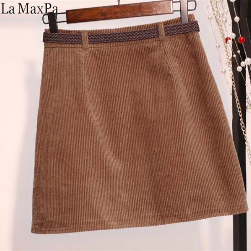 Spring Autumn Corduroy Skirt Ladies Fashion High Waist Skirts Women's Casual Fashion Black Khaki Pink Mini Saias Mujer T200301