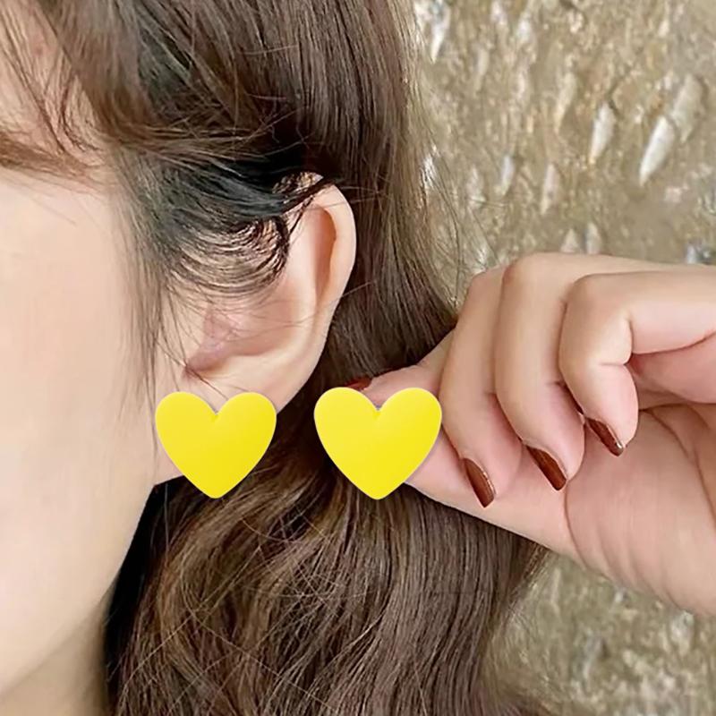 Stud 2pcs Candy Color Heart Earrings For Women Girls Love Statement Geometric Acrylic Ear Studs Boho Party Earring Jewelry Gifts, Golden;silver
Stud 2pcs Candy Color Heart Earrings For Women Girls Love Statement Geometric Acrylic Ear Studs Boho Party Earring Jewelry Gifts, Golden;silver