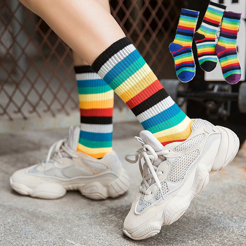 New Long Tube Rainbow Stripes Student Tide Brand Autumn and Winter Pure Cotton Color Fashion Colorful Candy Color Ladies Socks 2021, Green
New Long Tube Rainbow Stripes Student Tide Brand Autumn and Winter Pure Cotton Color Fashion Colorful Candy Color Ladies Socks 2021, Green