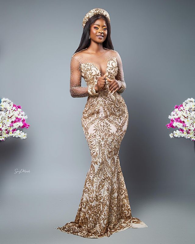 2021 Plus Size Arabic Aso Ebi Mermaid Lace Gold Prom Dresses Sheer Neck Beaded Sparkly Evening Formal Party Second Reception Gowns Dress ZJ540