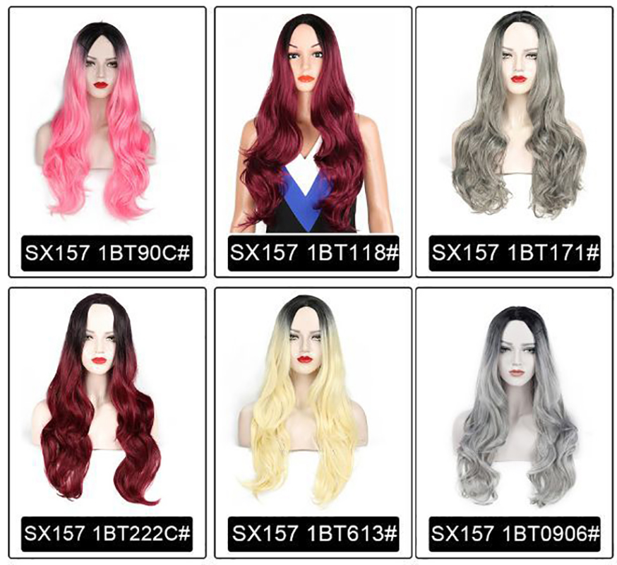 Fashion Long Wave Synthetic Omber Women's Hair wig for Daily Life Cosplay