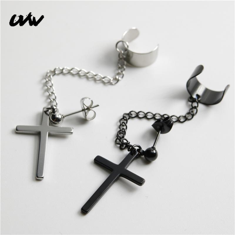 Stud UVW026 2pc Trendy Punk 316L Ear Cuff Chain Cross Earrings For Women Cool Boho Piercing Pendientes Brincos, Golden;silver
Stud UVW026 2pc Trendy Punk 316L Ear Cuff Chain Cross Earrings For Women Cool Boho Piercing Pendientes Brincos, Golden;silver