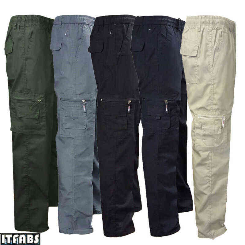 Mens Tactical Hiking Belted Cargo Pants Skinny Slim Fit 7 Pockets Pants Trousers H1223