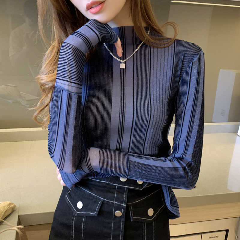 Korean Women Blouses Chiffon Striped Woman Long Sleeve Shirts Casual WomanTurtleneck Blouse Ladies Tops Puls Size 210604, Navy
Korean Women Blouses Chiffon Striped Woman Long Sleeve Shirts Casual WomanTurtleneck Blouse Ladies Tops Puls Size 210604, Navy