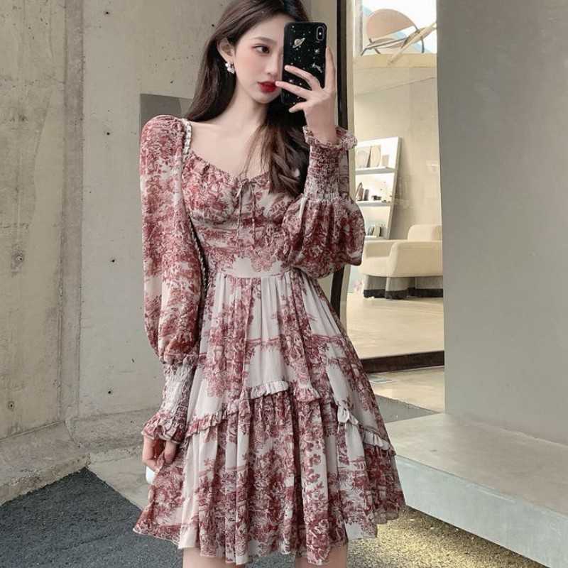 Elegant Floral Sweet Dress Women Retro Puff Sleeve Chiffon High Waist Party Casual Female Summer 210526, Picture color
Elegant Floral Sweet Dress Women Retro Puff Sleeve Chiffon High Waist Party Casual Female Summer 210526, Picture color