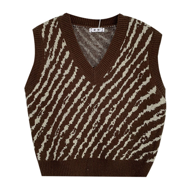 2021 Printing Zebra Vintage Sweater Vest Women's College Fashion Sleeveless Girls with v Casual Regatta New Autumn Design Ogda, Coffee
2021 Printing Zebra Vintage Sweater Vest Women's College Fashion Sleeveless Girls with v Casual Regatta New Autumn Design Ogda, Coffee